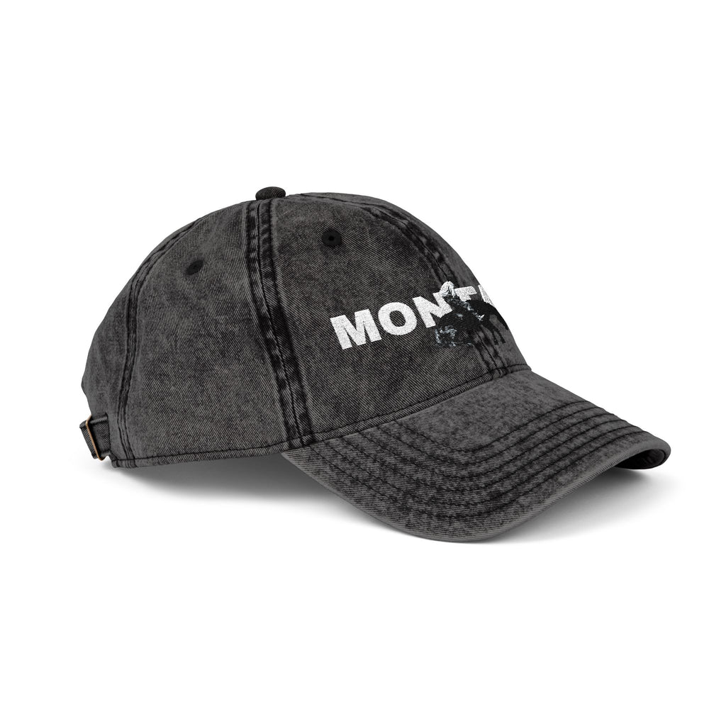 Black denim cap with 'Montana' logo 